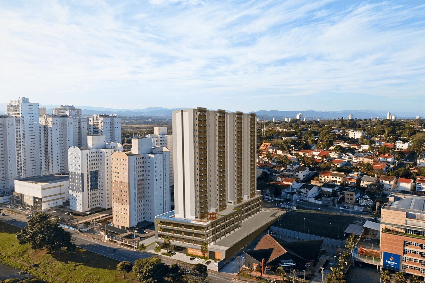 Vista aérea do empreendimento