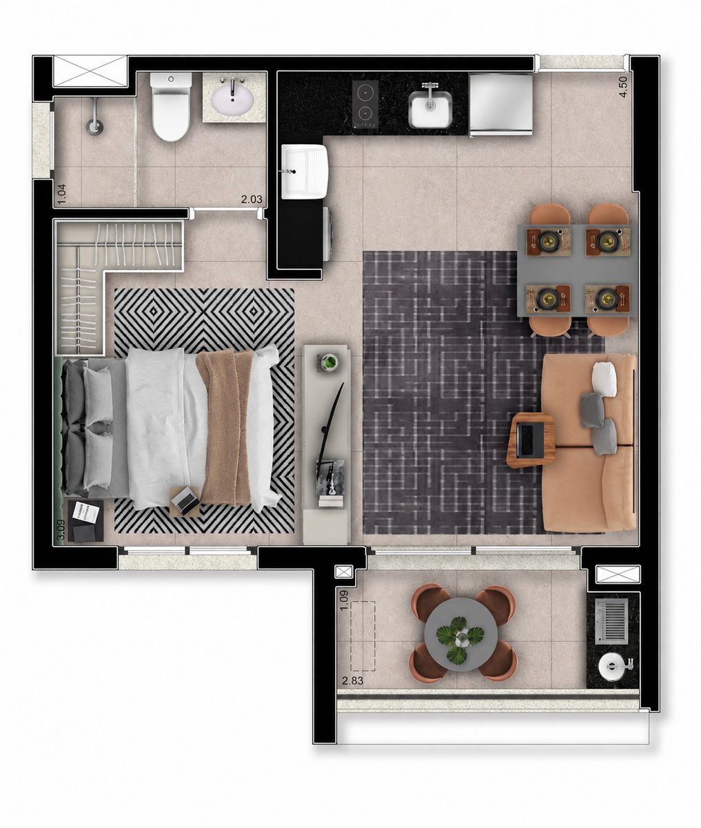 Planta baixa do apartamento Vision Colinas